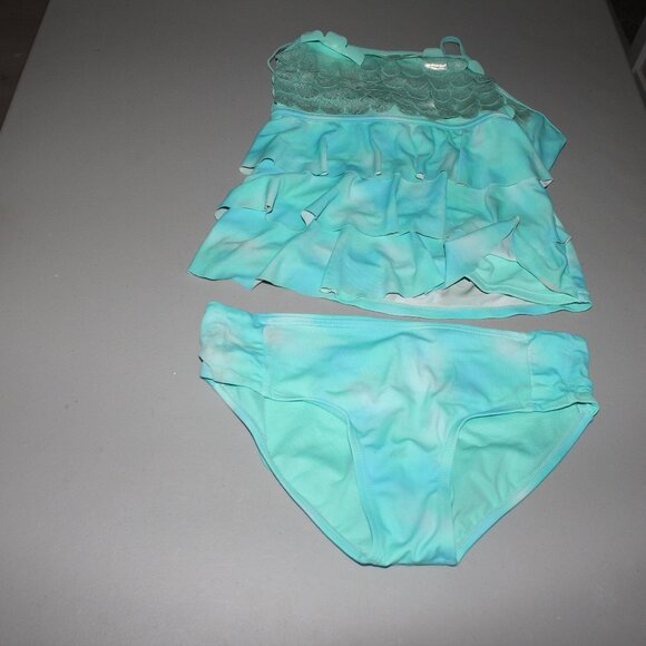 Blue 2 Pcs Justice Tankini Swimsuit Size 14 - Picture 1 of 11